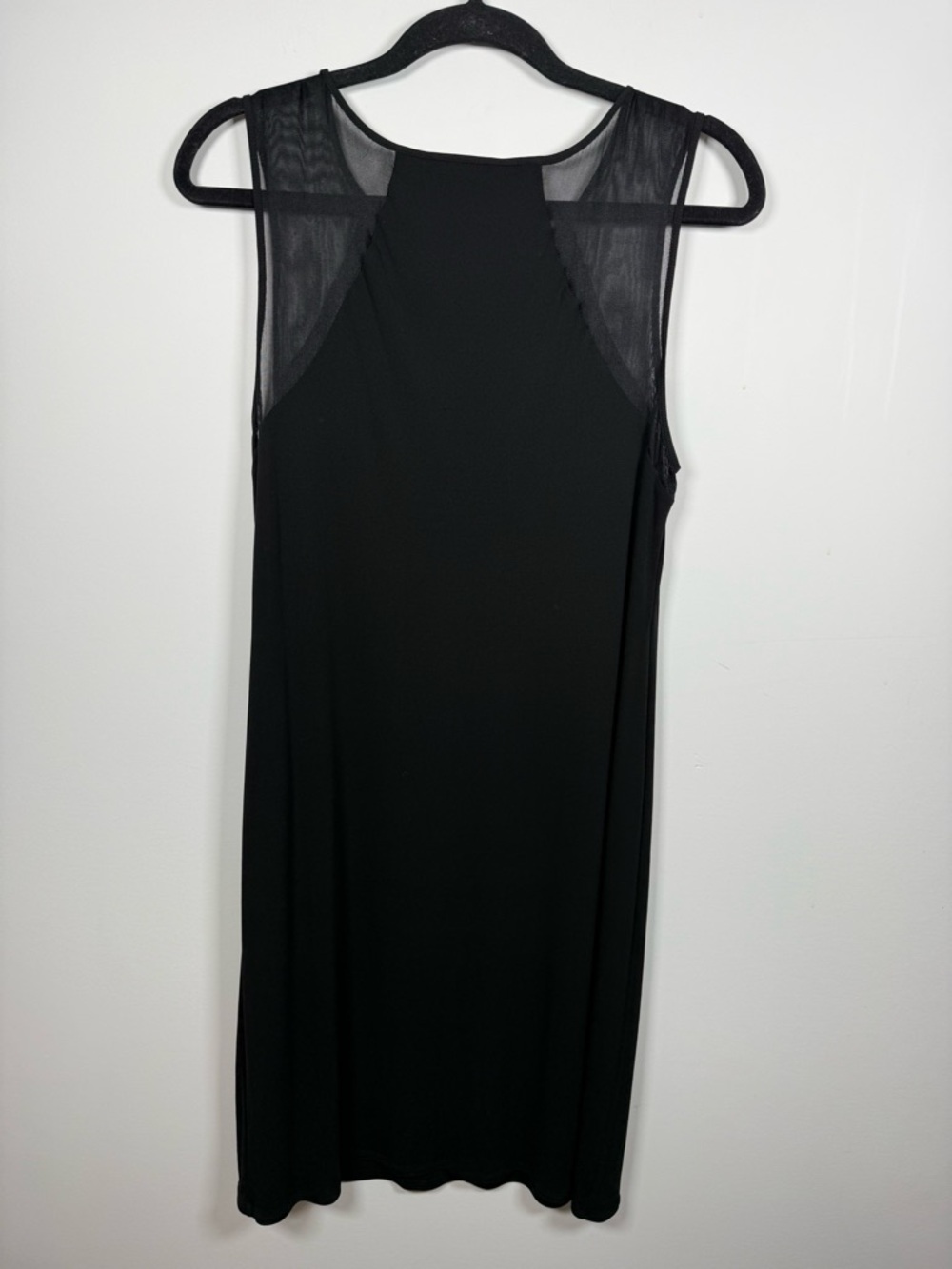 EILEEN FISHER | Black 100% Silk Mesh Shoulder Shift Dress Size M - Picture 3 of 5